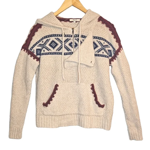Madewell Alpaca Fair Isle Hoodie Sweater size XS - Picture 2 of 5